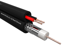 Кабель коаксиальный с пит RG-59U Netko (CCA, AL) + 2x0.75мм2 CCA мн/ж , КВОС, внешний, черный (100м)