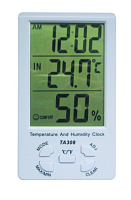 Термометр-гигрометр электронный с часами TA 308 