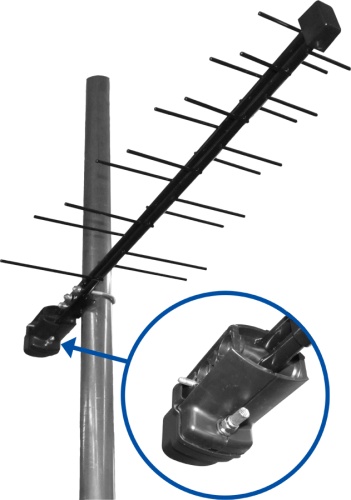 Антенна уличная Дельта Н111А.02F 12V б/к (активная, DVB-T2, с б/п, 27,5 дБ, пакет)