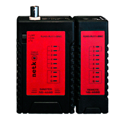 Кабельный тестер RJ45, RJ11, RJ12, BNC (NS 468Bv1) 