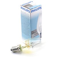 Лампа накаливания PHILIPS B35 60W E14 CL (миньон) свеча прозрачная