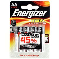 Батарейка щелочная ENERGIZER MAX LR6 (AA, E91) 1.5В бл/4, (Цена за 1шт)