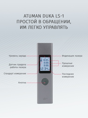 Лазерный дальномер AtuMan Duka LS-1, до 25 метров фото 2