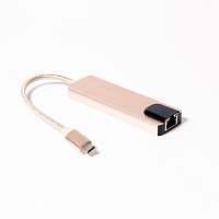 USB-HUB Type-C 3.1 - 2*USB А 3.0/HDMI/USB Type-C(зарядка)/RJ45, 0,15 м (шт/гн), золотой