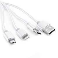 Шнур USB A 2.0-USB Type-C,USB B micro,Lightning, 1m silver, АТОМ