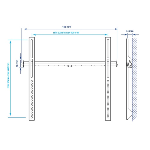 Кронштейн настенный Kromax VEGA-11 22-65" (фиксированный, вылет 34 мм, до 50 кг, чёрный) фото 15
