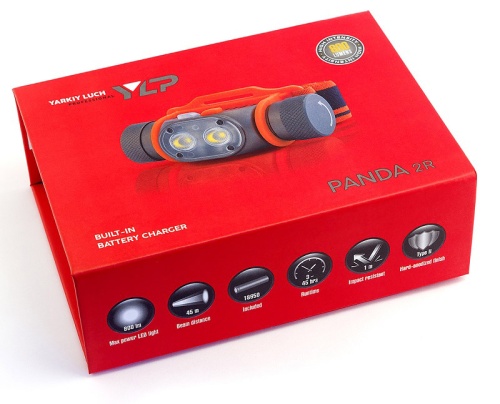 Фонарь ЯРКИЙ ЛУЧ "PANDA 2R" налобный 2xCREE XP-G3 max.800лм, 5 реж., Li-Ion аккум. 2600mAh, встр. ЗУ фото 4