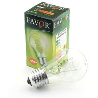 Лампа накаливания FAVOR A50  40W E27 CL груша прозрачная