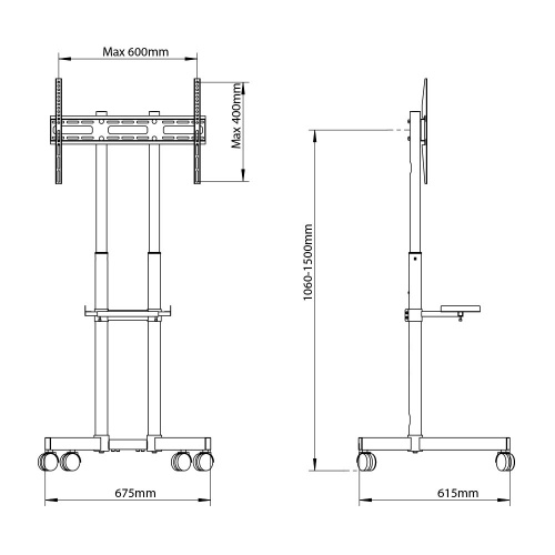 Мобильная стойка напольная для LED/LCD телевизоров Arm media PT-STAND-7 черная фото 2