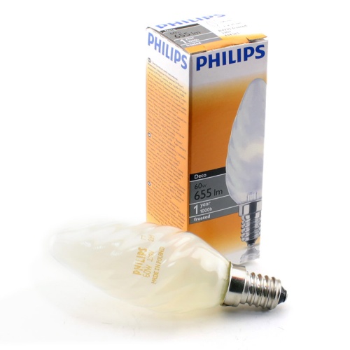 Лампа накаливания PHILIPS Deco BW35 60W E14 FR (миньон) свеча витая матовая