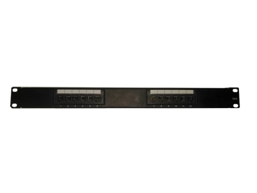 Патч-панель UTP, 19", 12 портов RJ45, cat.6, 1U, 110 Type, черная "L"