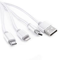 Дата-кабель USB A 2.0-USB Type-C,USB B micro,Lightning, 1m silver, АТОМ