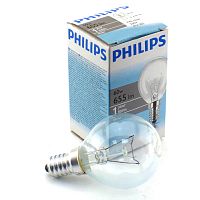 Лампа накаливания PHILIPS P45 60W E14 CL (миньон) шарик прозрачный