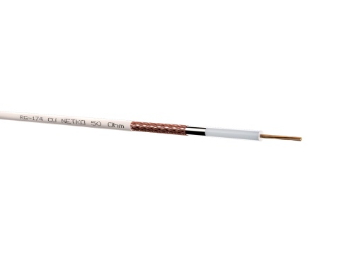 Кабель коаксиальный RG174 Netko, 50 Ом (CU, TnCU), белый (100м) 