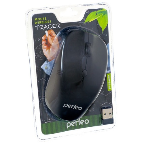 Мышь беспроводная Perfeo TRACER, оптическая,  4 кн, 1200 DPI, USB, чёрная, PF_4144 фото 2