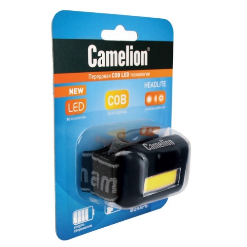 Фонарь CAMELION LED5355 налобный, IPX4, COB-диод, 3 режима 50лм/25лм/мигающий, на 3xAAA фото 3
