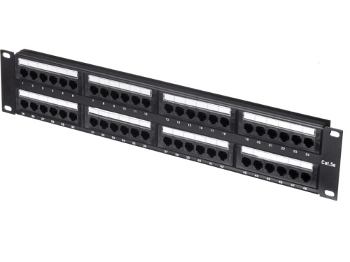 Патч-панель UTP, 19", 48 портов RJ45, cat.5е, 2U, Dual Type, "L"