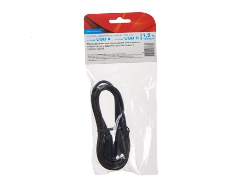 Кабель USB 2.0 AM-BM 1,5м Netko, черный фото 2