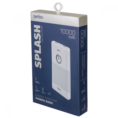 Внешний аккумулятор Perfeo,10000 mah + Micro usb /In Micro usb /Out USB 1 А, 2.1A/ White, PF_B4297 фото 2