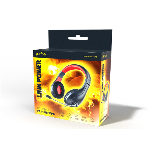 Гарнитура игровая Perfeo LINK POWER черная с красным 2,0 м, разъем 2 x 3,5 мм (3 pin) + переходник фото 2 Гарнитура игровая Perfeo LINK POWER черная с красным 2,0 м, разъем 2 x 3,5 мм (3 pin) + переходник фото 2