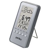 Часы-метеостанция Perfeo "Window", серебряный, (PF-S002A) время, температура, влажность, дата