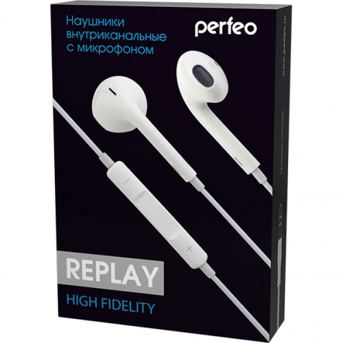 Наушники вкладыши с микрофоном Perfeo REPLAY белые управление звуком, коробка фото 2 Наушники вкладыши с микрофоном Perfeo REPLAY белые управление звуком, коробка фото 2