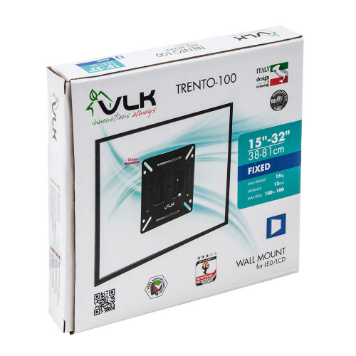 Кронштейн настенный VLK TRENTO-100 15-32" (фиксированный, вылет 12 мм, до 15 кг, черный) фото 5