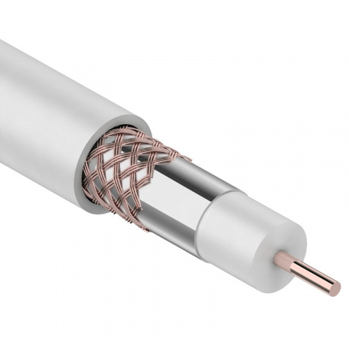 Кабель коаксиальный PROconnect RG-6U+Cu, 75 Ом, Cu/Al/Cu, 48%, бухта 100 м, белый фото 2