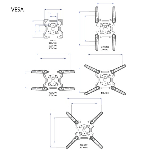 Кронштейн настенный Kromax OPTIMA-406 22-65" (наклон -15°/+5°, поворот 180°, до 40 кг, серый) фото 2