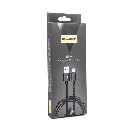 Шнур USB Type-C 3.1 - USB Type-C 3.1, 1,8 м, черный, АТОМ фото 2