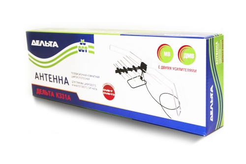 Антенна комнатная Дельта К331А 12V (активная, МВ-ДМВ, с б/п, 6-25 дБ, коробка) фото 2