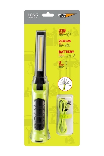 Фонарь ЯРКИЙ ЛУЧ "OPTIMUS ACCU Long" многофункц., COB 230лм, 3 реж., магнит/крюк, Li-Ion 2200mAh фото 3