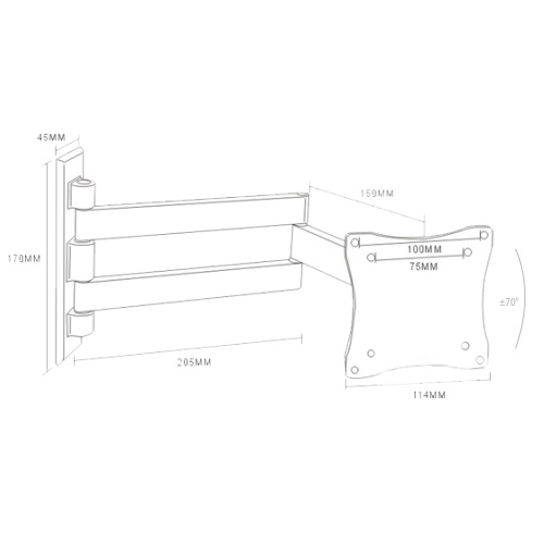 Кронштейн настенный ARM MEDIA LCD-7101 10-26" (наклон +70°/-70°, поворот 180°, до 15 кг, серебро) фото 2