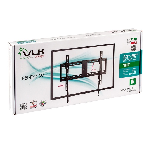 Кронштейн настенный VLK TRENTO-39 32-90" (наклон 0 -15°, вылет 32мм, до 45 кг, черный) фото 6