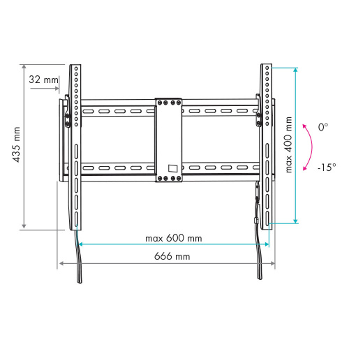 Кронштейн настенный VLK TRENTO-39 32-90" (наклон 0 -15°, вылет 32мм, до 45 кг, черный) фото 5