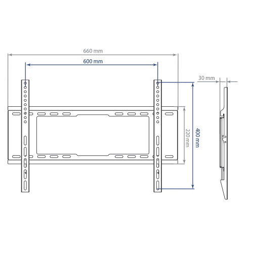 Кронштейн настенный Kromax IDEAL-101 32-90" (фиксированный, вылет 40 мм, до 30 кг, черный) фото 4