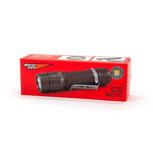 Фонарь ЯРКИЙ ЛУЧ G15 "Tactic" Nichia 219D max900лм, 5 реж., IPX8, акк 18650 2600mAh с встр. ЗУ фото 5