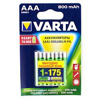 Аккумулятор VARTA HR03 (AAA) Ni-MH  800mAh Ready2Use предзаряженный бл/4, (Цена за 1шт)