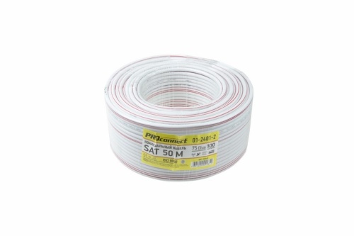 Кабель коаксиальный PROconnect SAT 50 M, CCS/Al/Al, 75%, 75 Ом, бухта 100 м, белый фото 2
