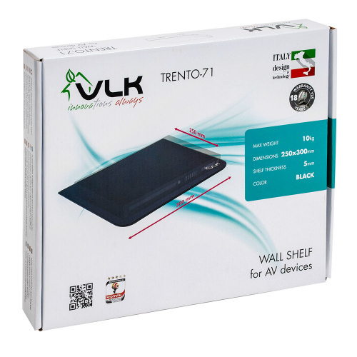 Полка DVD и AV-техники VLK TRENTO-71 black (до 10 кг, черный) фото 6 Полка DVD и AV-техники VLK TRENTO-71 black (до 10 кг, черный) фото 6