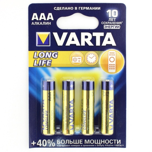 Батарейка щелочная VARTA LR03 (AAA) Long Life 1.5В бл/4 (4103 101 414) (Цена за 1шт)