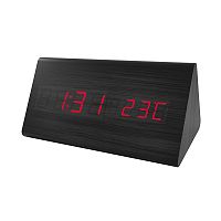 Часы-будильник Perfeo LED "Pyramid", чёрный / красная (PF-S710T) время, температура