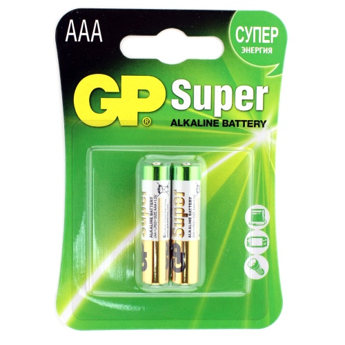 Батарейка щелочная GP LR03 (AAA) Super Alkaline 1.5В бл/2 (24А-СR2), (Цена за 1шт)