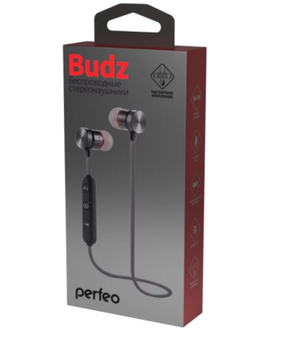 Наушники внутриканальные Perfeo c микрофоном  BUDZ, чёрные фото 2