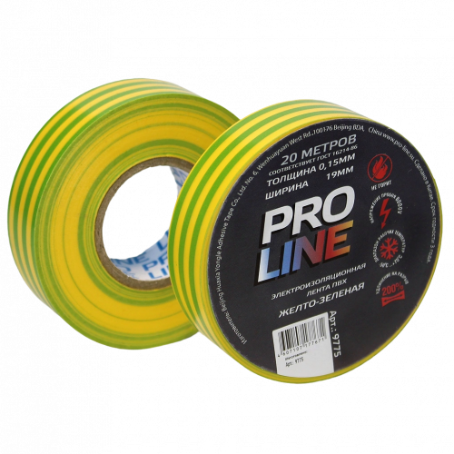 Изолента Pro Line 0,15мм 19/20 желто-зеленая фото 2 Изолента Pro Line 0,15мм 19/20 желто-зеленая фото 2