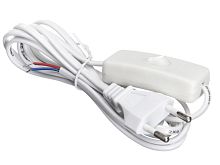 Сетевой шнур с выключателем и вилкой 2*0,5мм2, 1,8м, белый