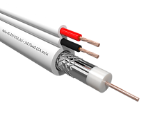 Кабель коаксиальный с пит RG-59U Netko (CCA, AL) +2x0.75мм2 CCA мн/ж, КВОС, внутренний, белый (100м)