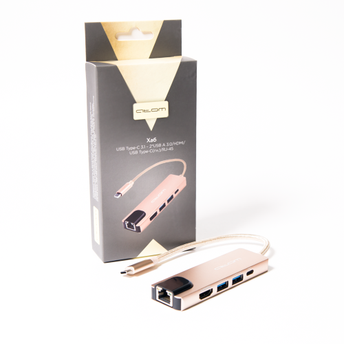 USB-HUB Type-C 3.1 - 2*USB А 3.0/HDMI/USB Type-C(зарядка)/RJ45, 0,15 м (шт/гн), золотой фото 4