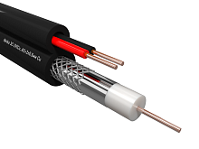 Кабель коаксиальный с пит 3C-2V Netko (CU, AL) +2x0.5мм CU одн/ж, ККСП, наружный, черный (100м)