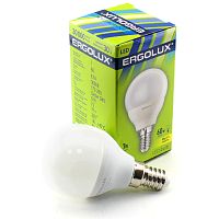 Лампа св/диод. ERGOLUX LED G45-7W-E14-3K 230В  7(60)W 3000K E14 (миньон) теплый белый свет шарик